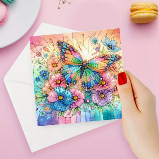 Preview: Diamond Painting 6-teilig Blumen Schmetterlinge